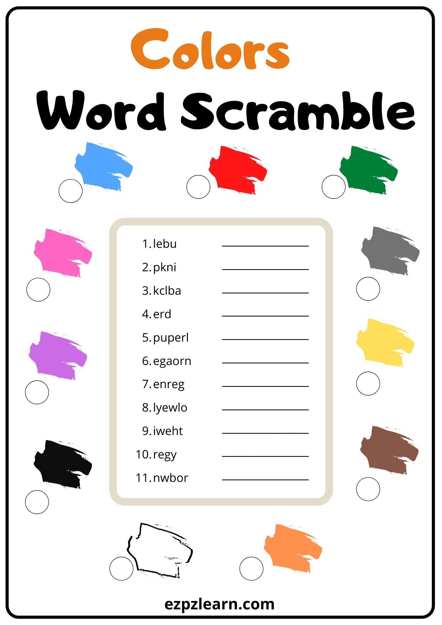 Colors Word Scramble 2